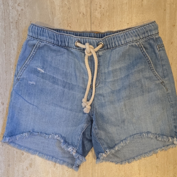 aerie Pants - Aerie Distressed Drawstring Waist Raw Edge Jean Shorts